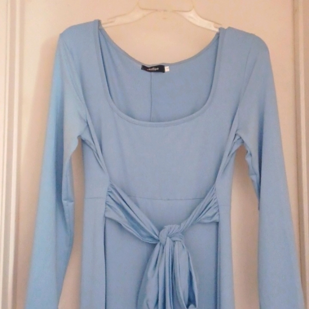 ❤️Like NEW Gorgeous Baby Blue Long Maternity Dress Size Large, Baby Shower